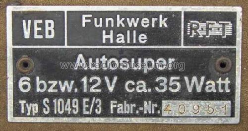 Rudelsburg S1049E/3; Funkwerk Halle FWH, (ID = 1177603) Autoradio