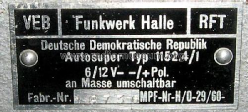 Aukoton Schönburg T 1152.4; Funkwerk Halle FWH, (ID = 1130973) Car Radio