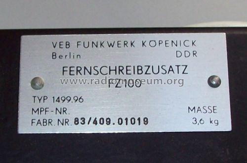 Fernschreibzusatz FZ 100 1499.96; Funkwerk Köpenick, (ID = 1721902) Divers