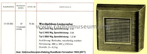 Lautsprecher im Wandgehäuse L2853 WG1,5; Funkwerk Leipzig, (ID = 2682741) Speaker-P