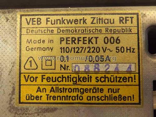 Perfekt 006; Funkwerk Zittau, VEB (ID = 1761762) R-Player