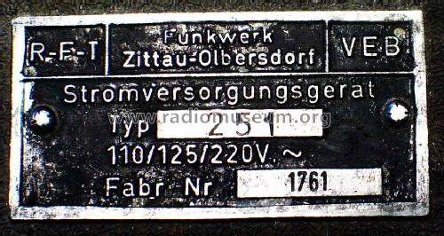 Stromversorgungsgerät I 251 [NG 1]; Funkwerk Zittau, VEB (ID = 1417022) teaching