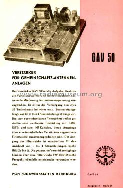 Gemeinschafts-Antennenverstärker UKAWA GAV50; Funkwerkstätten (ID = 1799611) HF-Verst.