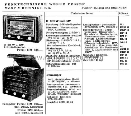 Phono-Super H662W; FWF, Funktechnische (ID = 2787605) Radio