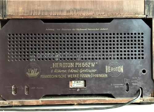 Phonoautomat Heroton PH662W; FWF, Funktechnische (ID = 2606146) Radio
