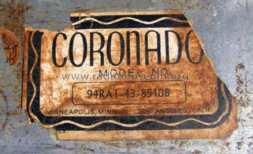Coronado 94RA1-43-8510B ; Gamble-Skogmo, Inc.; (ID = 918379) Radio