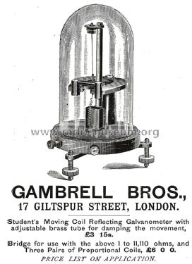 Student's Moving Coil Reflecting Galvanometer ; Gambrell Bros.Ltd., (ID = 2916198) Equipment