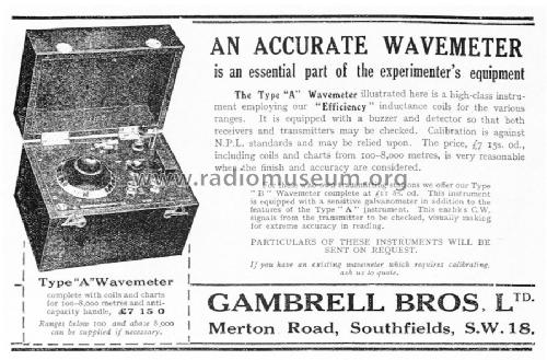 Wavemeter A; Gambrell Bros.Ltd., (ID = 1620042) Ausrüstung