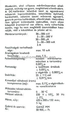 DC-Kalibrator ; GANZ Árammérögyár; G (ID = 2709660) Equipment