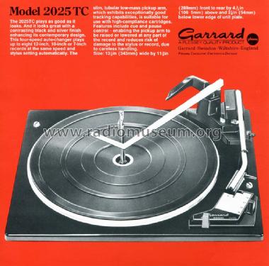 Auto Turntable 2025 TC; Garrard Eng. & Mfg. (ID = 1517319) R-Player