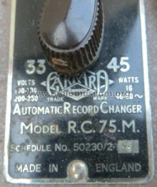 Automatic Record Changer RC75M; Garrard Eng. & Mfg. (ID = 2729101) Reg-Riprod