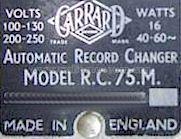 Automatic Record Changer RC75M; Garrard Eng. & Mfg. (ID = 655246) R-Player