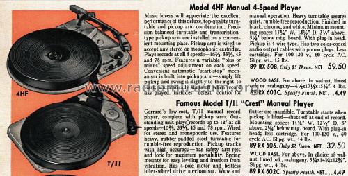 Crest T/II ; Garrard Eng. & Mfg. (ID = 1598309) R-Player