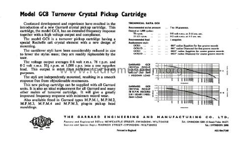 Crystal Pickup Cartridge GC8; Garrard Eng. & Mfg. (ID = 2684931) Micrófono/PU