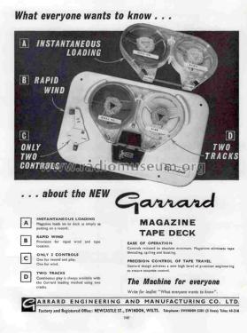 Magazine Tape Deck ; Garrard Eng. & Mfg. (ID = 2834709) Sonido-V