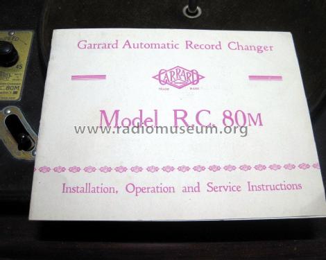 Automatic Record Changer R.C. 80M ; Garrard Eng. & Mfg. (ID = 2091729) Enrég.-R