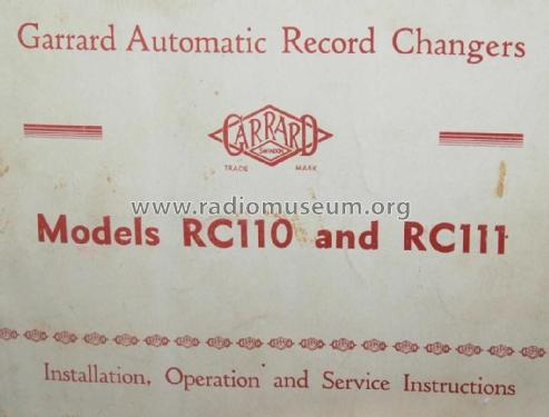 Record changer/player RC111; Garrard Eng. & Mfg. (ID = 1767350) Ton-Bild