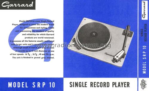 Single Record Player Deck SRP10; Garrard Eng. & Mfg. (ID = 2589625) Enrég.-R