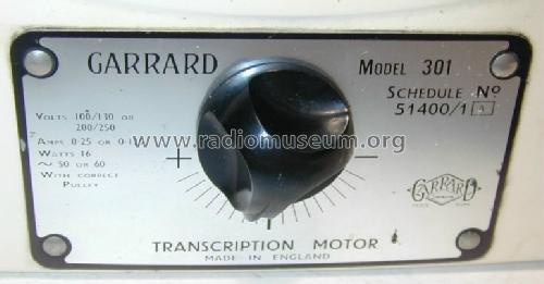 Transcription Motor 301; Garrard Eng. & Mfg. (ID = 1005701) R-Player