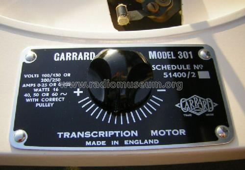 Transcription Motor 301; Garrard Eng. & Mfg. (ID = 390261) Sonido-V