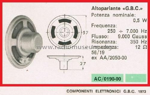 Altoparlante AC/0190-00 56/19; GBC; Milano (ID = 3092688) Altavoz-Au