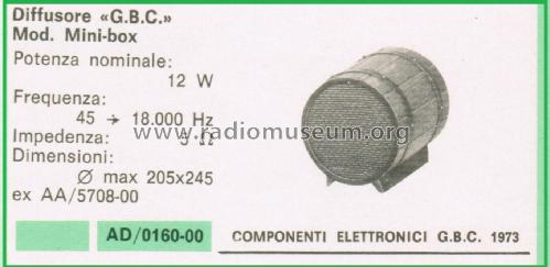 Altoparlante in Box Rotondo Mini Box AD/0160-00; GBC; Milano (ID = 3115747) Lautspr.-K