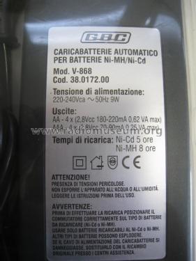 Carica Batterie automatico per Ni-Mh e Ni-Cd V868; GBC; Milano (ID = 1941825) Power-S