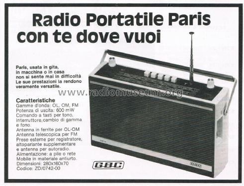 Paris FM/855; GBC; Milano (ID = 2749848) Radio