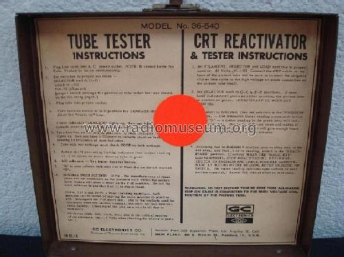 Tube Tester 36-540; GC Electronics, (ID = 1219634) Equipment