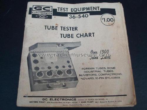 Tube Tester 36-540; GC Electronics, (ID = 1219636) Equipment