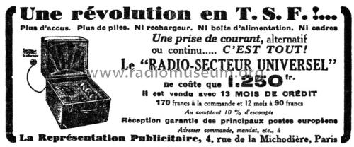 Radio-Secteur Universel Type A; GCK G.C.K.; Paris (ID = 1999990) Radio