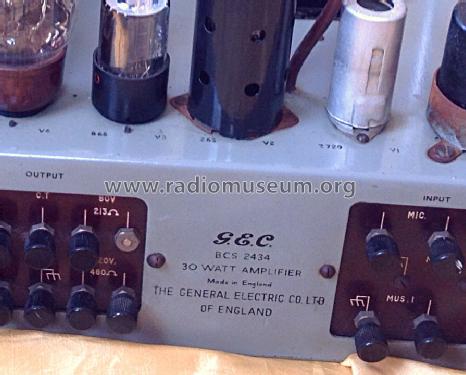 30 Watt Amplifier BCS 2434; GEC, General (ID = 1544648) Ampl/Mixer