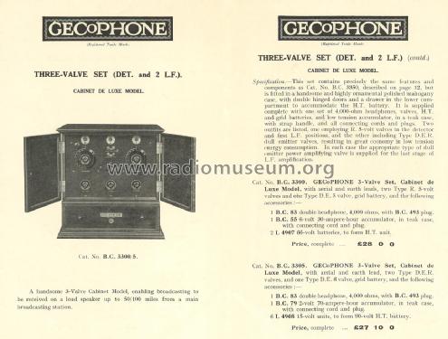 Three Valve Cabinet De Luxe Model BC3300; GEC, General (ID = 2128752) Radio