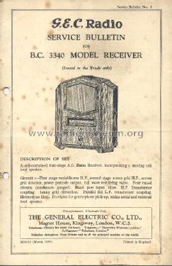 BC3340; GEC, General (ID = 192060) Radio