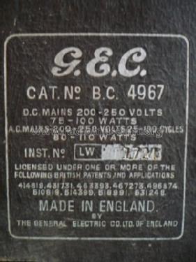 BC4967; GEC, General (ID = 508121) Radio