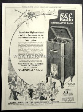 Carnival All-Electric Radio-Gramophone BC3338; GEC, General (ID = 1560142) Radio