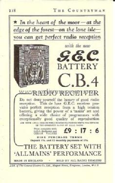 CB4 BC3546; GEC, General (ID = 1566388) Radio