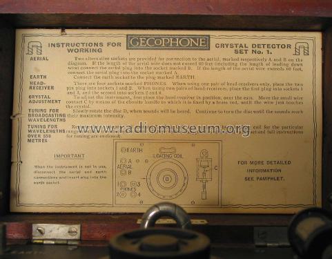 Gecophone Crystal Detector Set No.1 BC1001 or No. 1; GEC, General (ID = 1755330) Crystal