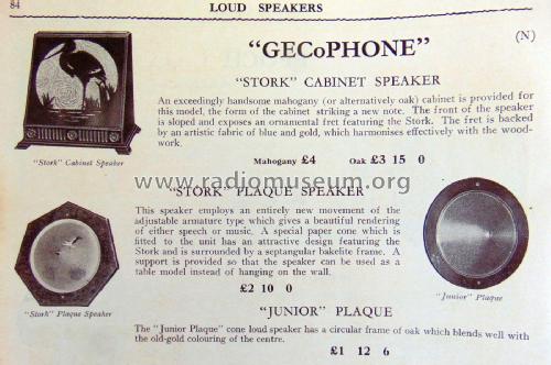 Plaque Speaker Stork; GEC, General (ID = 2395318) Parlante