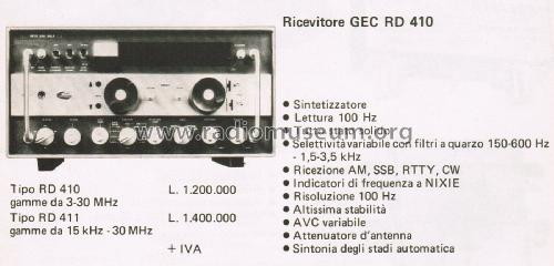 HF Communications Receiver RD 410, RD 411; GEC, General (ID = 2831435) Amateur-R