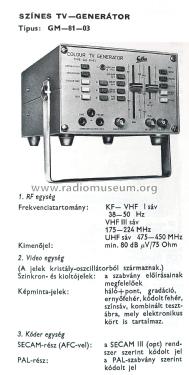 Colour TV Generator GM 81-03; Gelka, Technológiai (ID = 2708563) Equipment