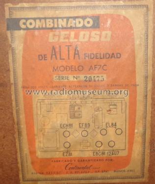 Combinado AF7C; Geloso Argentina; (ID = 2489460) Radio