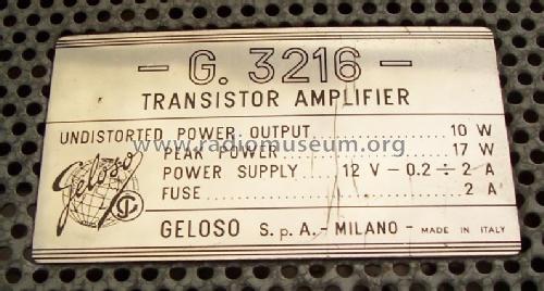 Amplificatore a Transistor G-3216; Geloso SA; Milano (ID = 1028001) Ampl/Mixer