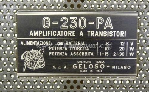 Amplificatore G230PA; Geloso SA; Milano (ID = 637157) Verst/Mix