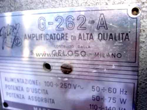 Amplificatore G262-A; Geloso SA; Milano (ID = 444304) Ampl/Mixer