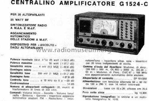 Centralino G1524C; Geloso SA; Milano (ID = 1232941) Radio