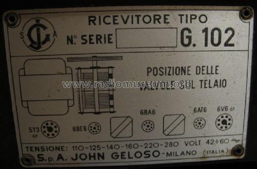 G102; Geloso SA; Milano (ID = 293520) Radio