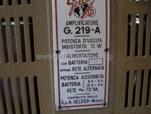 G219PA; Geloso SA; Milano (ID = 1337282) Ampl/Mixer