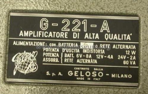 G221A; Geloso SA; Milano (ID = 326947) Ampl/Mixer