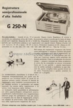 Registratore A Nastro G250-N; Geloso SA; Milano (ID = 924378) R-Player